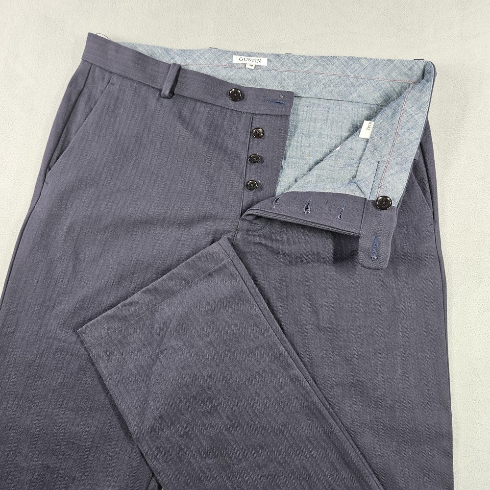 Gustin Japan Vintage Navy Herringbone Chino Pants 38x36 Quiet Luxury Minimalist